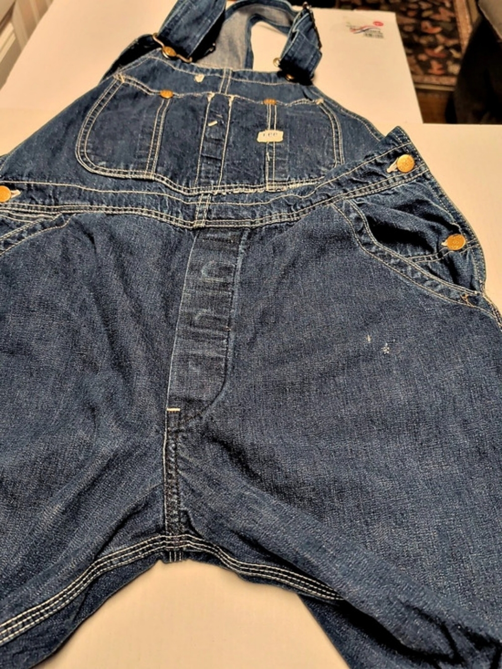 LEE - SANFORIZED UNION MADE USA Vintage 36 x 29 Distressed JELT Denim Overalls